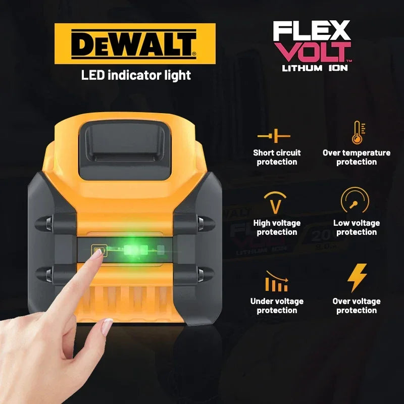 Batterie DeWalt FlexVolt 20 V 60 V avec indicateur de charge DEL